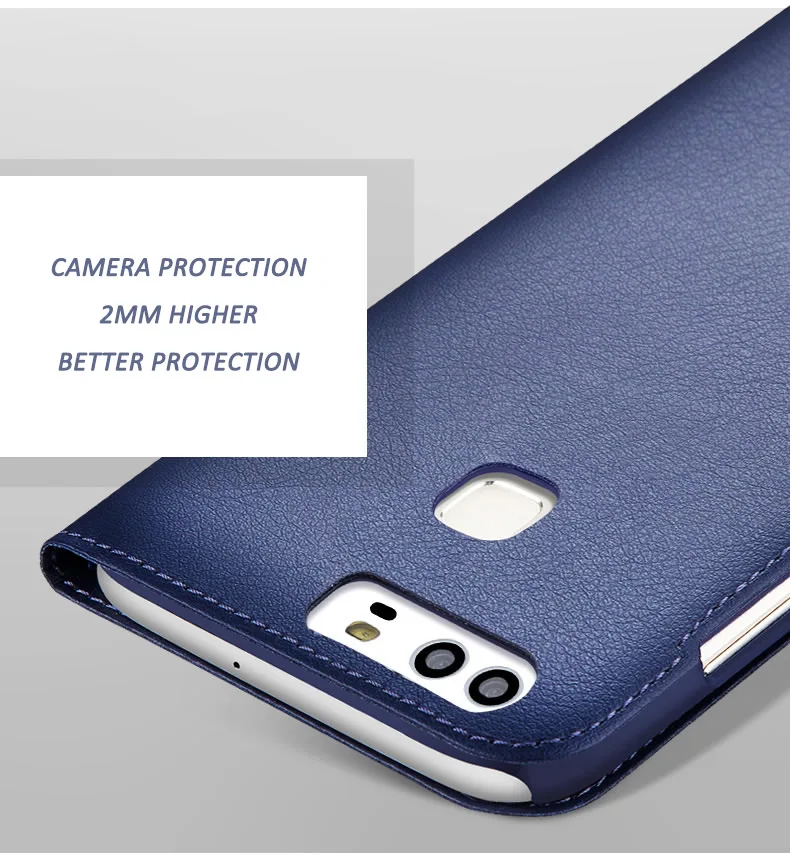 FEILIDA Case For HUAWEI P9 Leather Flip Case For Huawei P9 View Wimdow Cover P9 Smart Sleep Function Case 5.2 inch RoseRed Cover (19)
