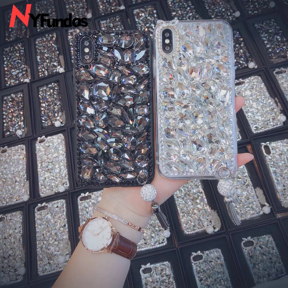 NYFundas для iphone 8 Plus 7 6 S X чехол со стразами противоударный большой камни бусины