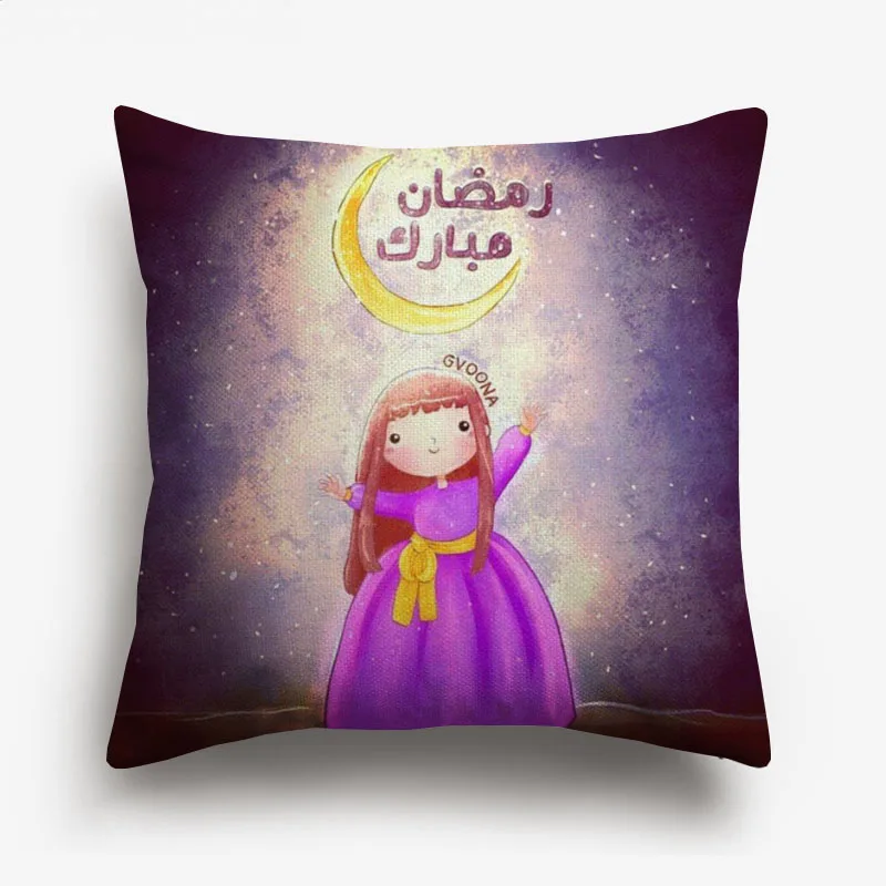 F Наволочки с рисунком Рамадана исламский, мусульманский Eid Mubarak лампочки в форме Луны чехлы на декоративные подушки льняная наволочка для дивана - Цвет: F
