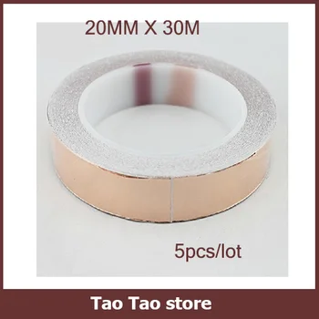 

Free Shipping 20MM X 30M High Temperature Resistant Tape Conductive Copper Foil Tape Copper Strip, 5pcs/lot