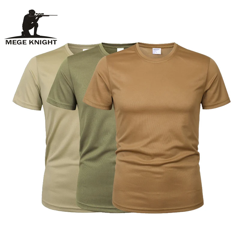 Tanie MEGE 3 sztuk 2 sztuk mężczyźni kamuflaż taktyczne T Shirt armia wojskowy krótki rękaw O neck szybkoschnący siłownia t shirty Casual ponadgabarytowych 4XL