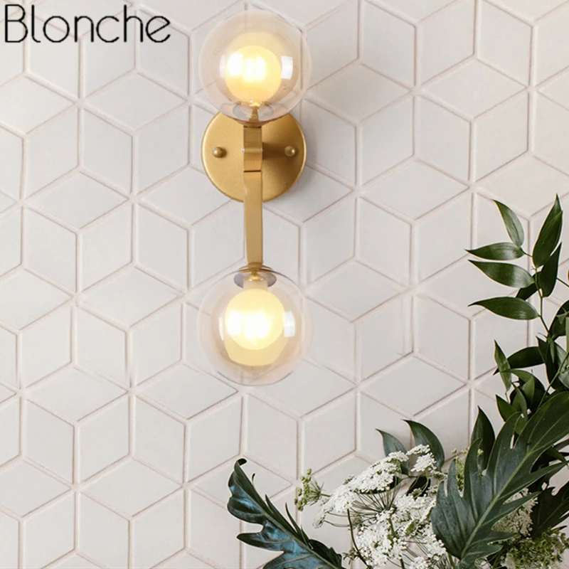  Modern Glass Wall Lamps Gold Wall Sconce Light Fixtures for Living Room Bedroom Bedside Lamp Home L - 32962113209