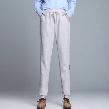 

Nonis Imitation Woolen Straight Leg Lady Pants Women Mid Waist Slim Trousers Chic Streetwear Casual Pencil Pants Capris Female