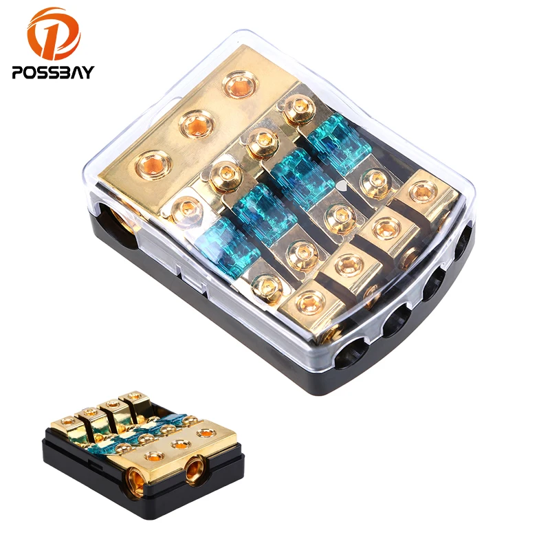 POSSBAY Universal 1 In 4 Out Audio Fuse Box Block Fuse ... universal fuse box automotive 