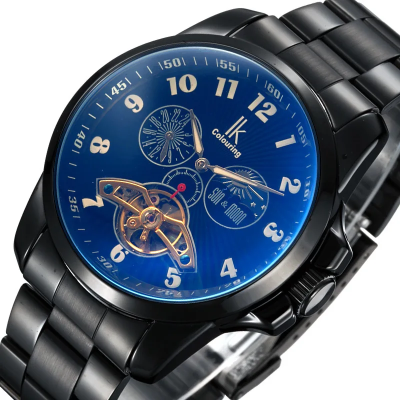 men s wristwatches automatic mechanical man casual clocks fashion ik Luxury brand male watch steel tourbillon