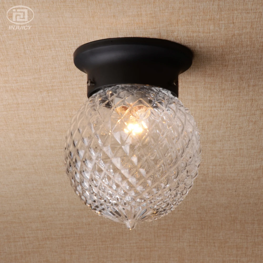 Simple Cloakroom Round Led Clear Glass Ceiling Light Corridor