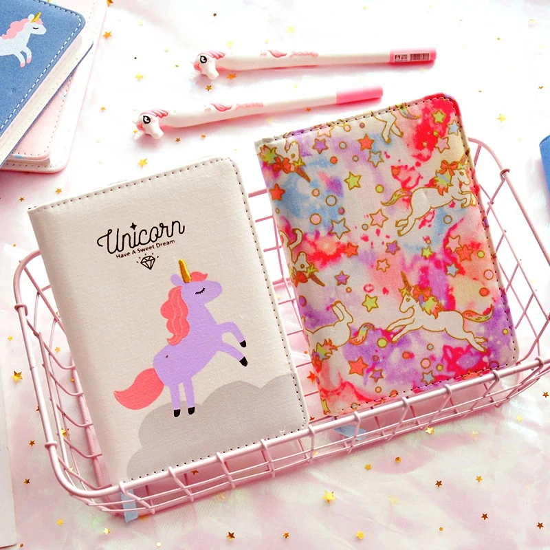 

Unicorn ver.3" Faux Leather Cute Monthly Weekly Daily Planner Lined Freenote Study Notebook Journal Travel