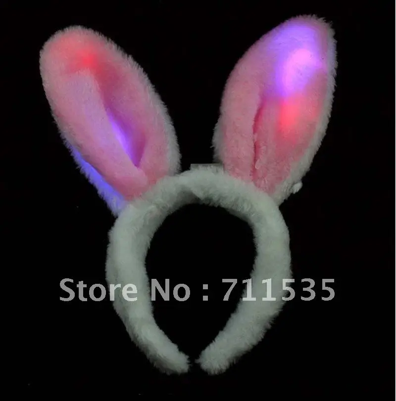 Cheap Pink Plush Wired Infrared LED Easter Bunny Girl Rabbit Ears Headband Lady Costume Hair For Women Men Kids Flash Ear
