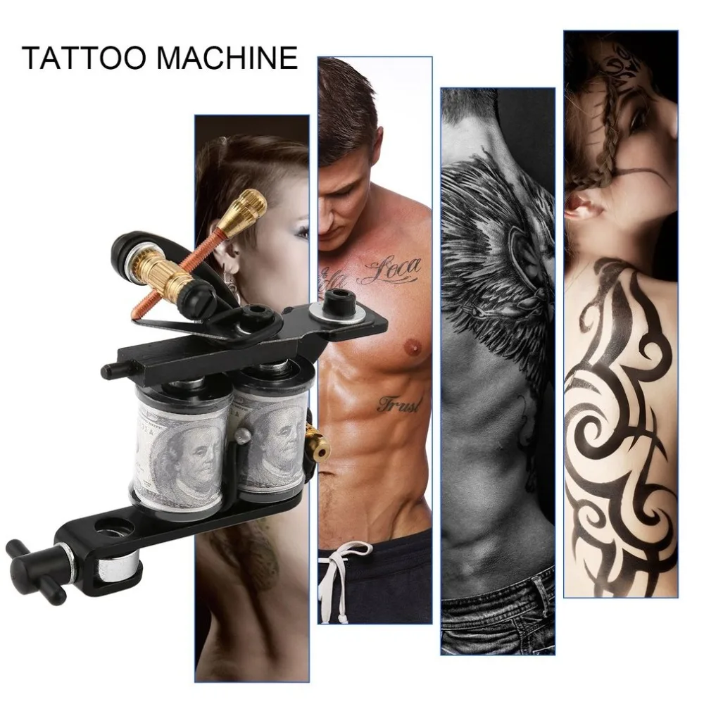 Полный комплект татуировки, машинка для татуировки, пистолет с черными чернилами, комплект с питанием, ручки для боди-арта, аксессуары для татуировки, Перманентный макияж