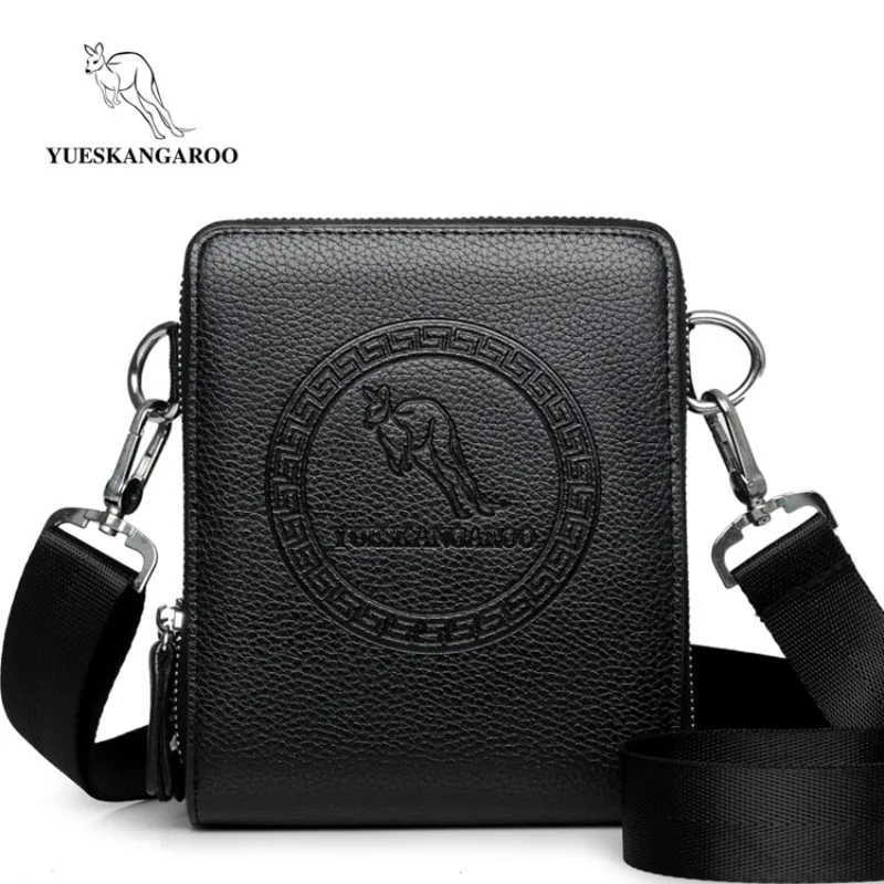 

Prettyzys Kangaroo Clutch Bag Fashion Leather Long Purse Double Zipper Business Wallet Black Brown Male Casual Handy Bag