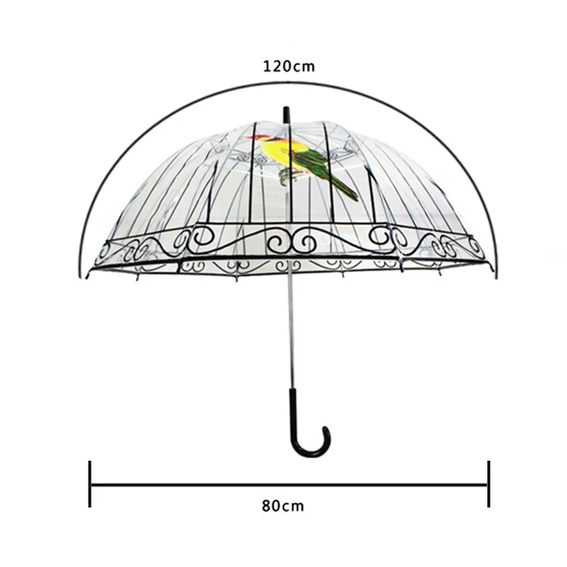 Пластик Материал прозрачный Unbrellas милый клетка для птиц Зонты четкие линии визирования с длинной ручкой прозрачный купол для Для женщин зонтик