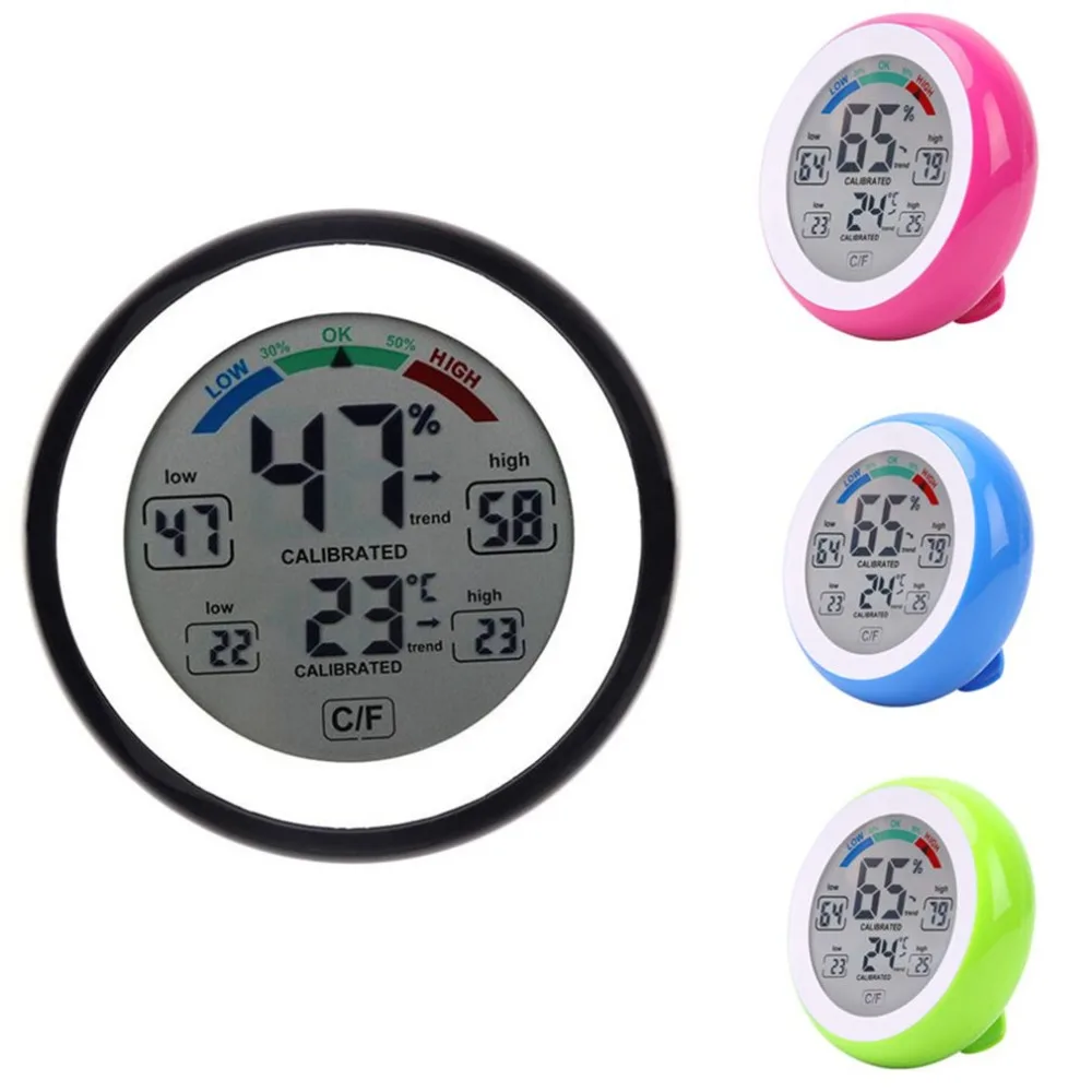 Touch Screen Digital Thermometer Round Shape Multifunction Temperature Humidity Meter Hygrometer | Инструменты