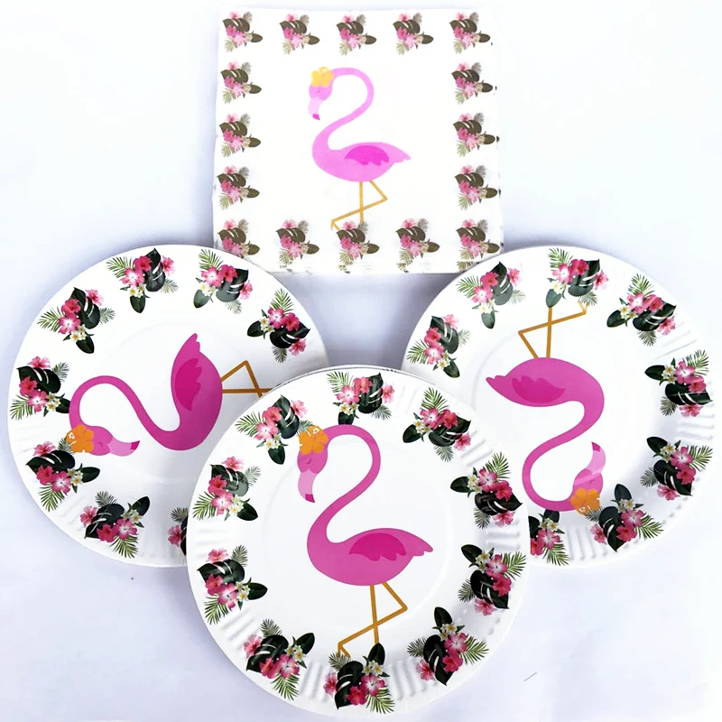 Pink Flamingo Plates And Paper Napkins Christmas/Baby Shower Decorations Funny Birthday Party