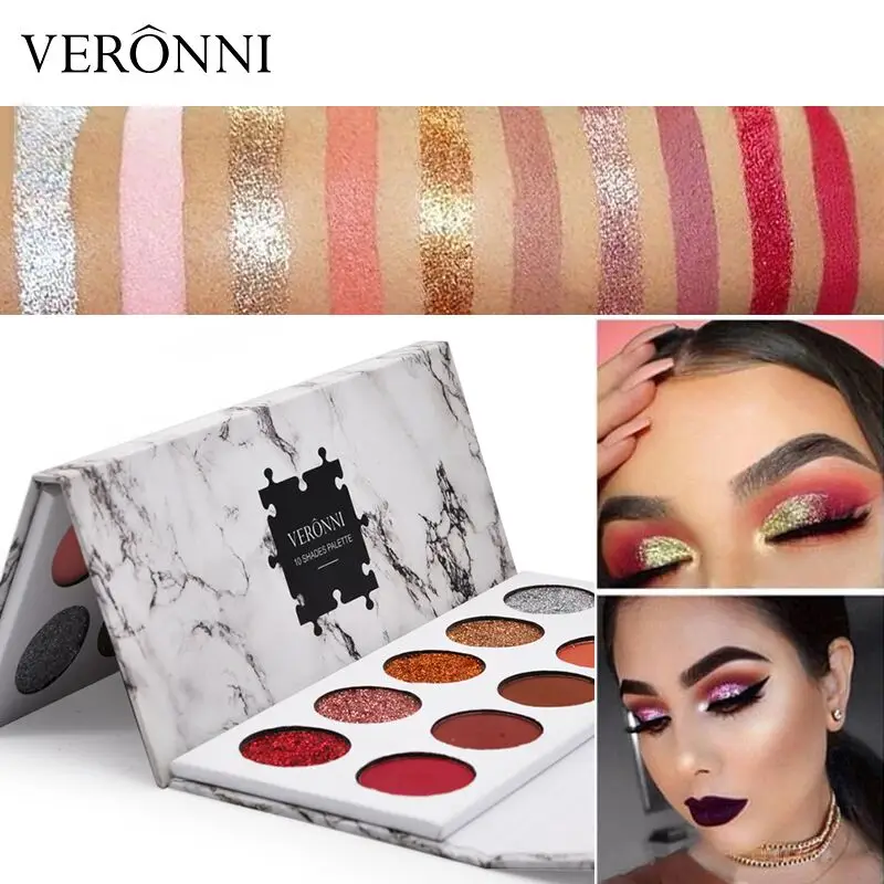

Professional Brand Matte Nude Eye Shadow Palette Waterproof Shimmer Glitter 10 Color beauty Brown Eyeshadow Cosmetics