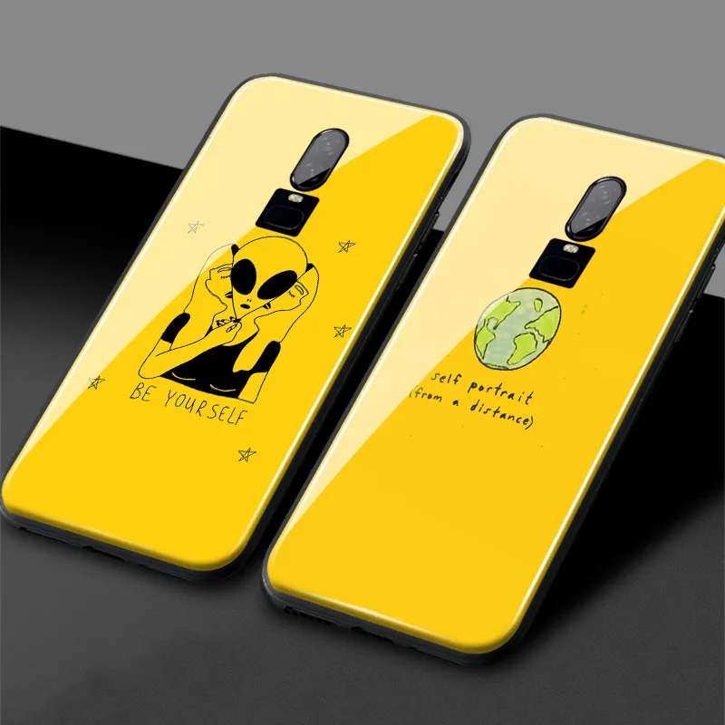 Эстетическое желтое искусство цитаты роскошный глянцевый One Plus 1 + 6T Мягкий