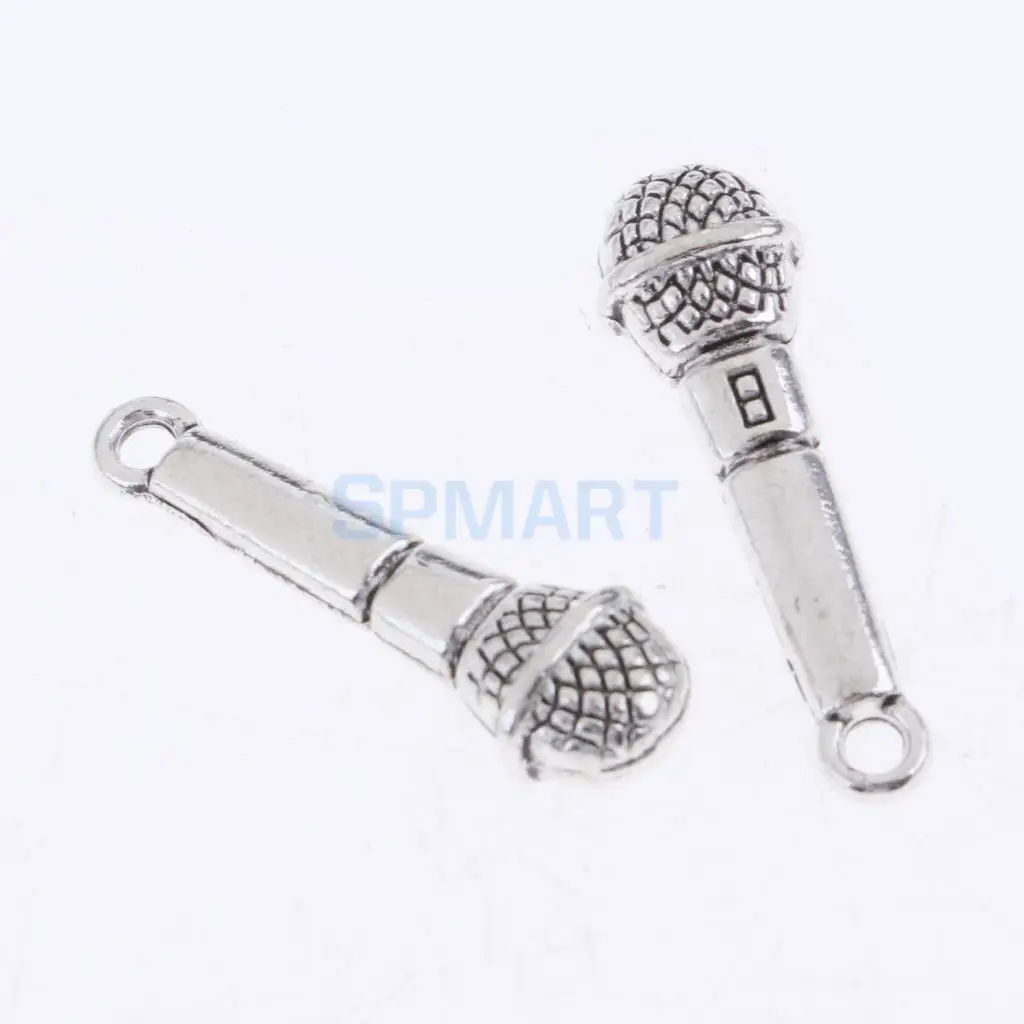 10 Pieces Alloy Microphone Model for 1/12 Dollhouse Miniature Music Room Decoration Dolls Accessories Children Kids Toys