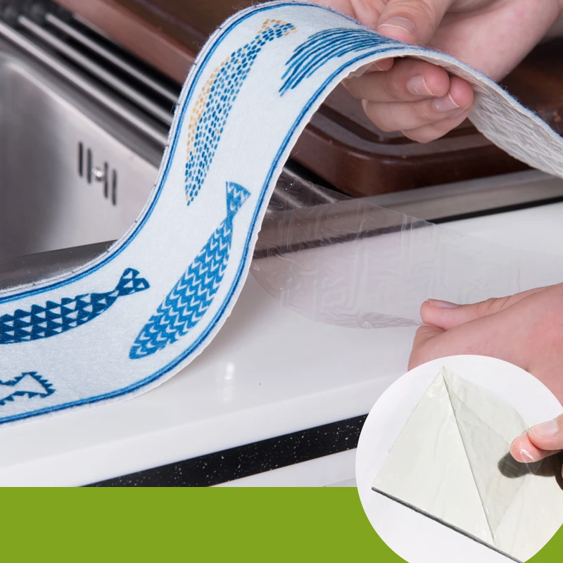 2pcs 8x140cm Kitchen Sink Waterproof Sticker Decor Bathroom Vanity Absorbent Toilet Wall PVC Sticker Moldproof Cooking Tools