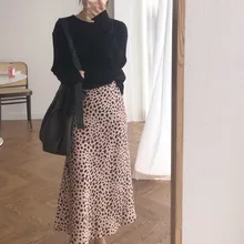 GRUIICEEN корейские леопардовые женские длинные юбки Новая мода тонкий русалка юбка для осени GY2018339