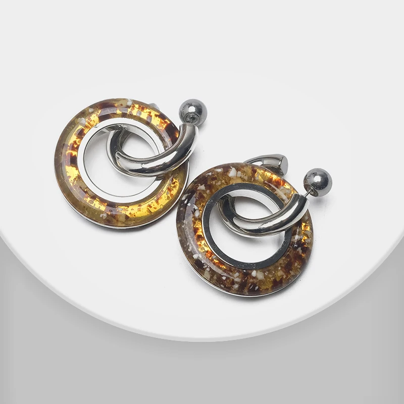 

Circle detachable retro design drop earrings