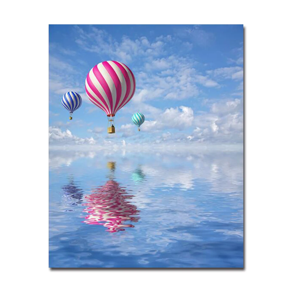 

DIY Painting By Numbers Hot Air Balloon Sea Ship On Canvas Home Decor Abstract Beach Lighthouse Seascape Oil Pictures Wall Art