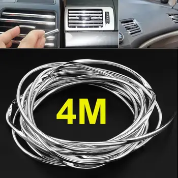 

PVC Universal 4M Silver Clamp Strip U-type DIY Car Door Air Outlet Anti Collision / Scratch /Rubbing Decorate Stickers