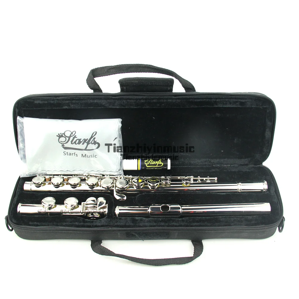 

nickel Plated CONCERT FLUTE Closed Holes 16 key Ckey+E Top Model