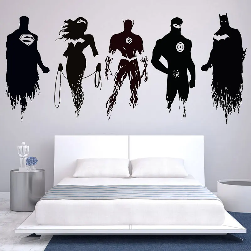 Justice League Batman Superman Flash Applique Wall Art Sticker Picture Car  DC Comics, Boy Room Home Living Room Decor, CJY29 - AliExpress Home & Garden