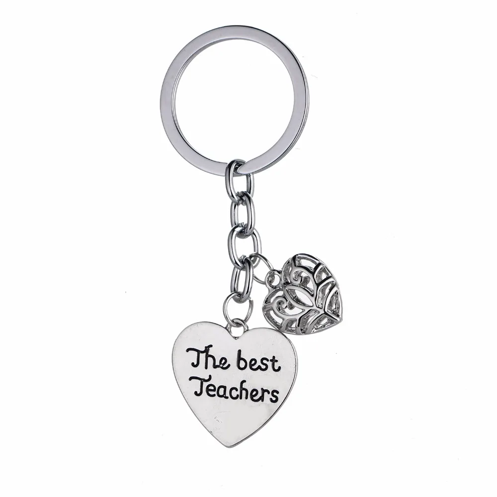 The Best Teachers Pendants Love Heart Keyring Charm Jewelry Gift For