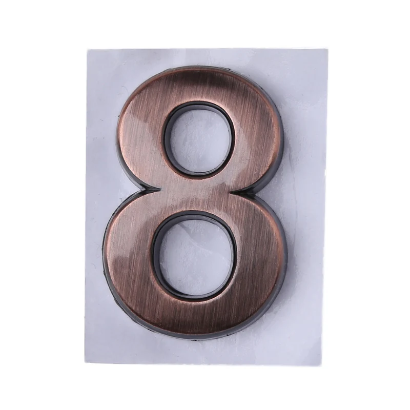 0-9 ABS Plastic Bronze Self Adhesive Door Numbers Customized House Address Sign 