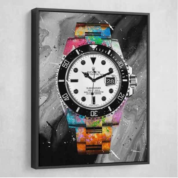 

hand painted graffiti classical realist watch art on canvas Alec monopoly art good for wedding bedroom decoration