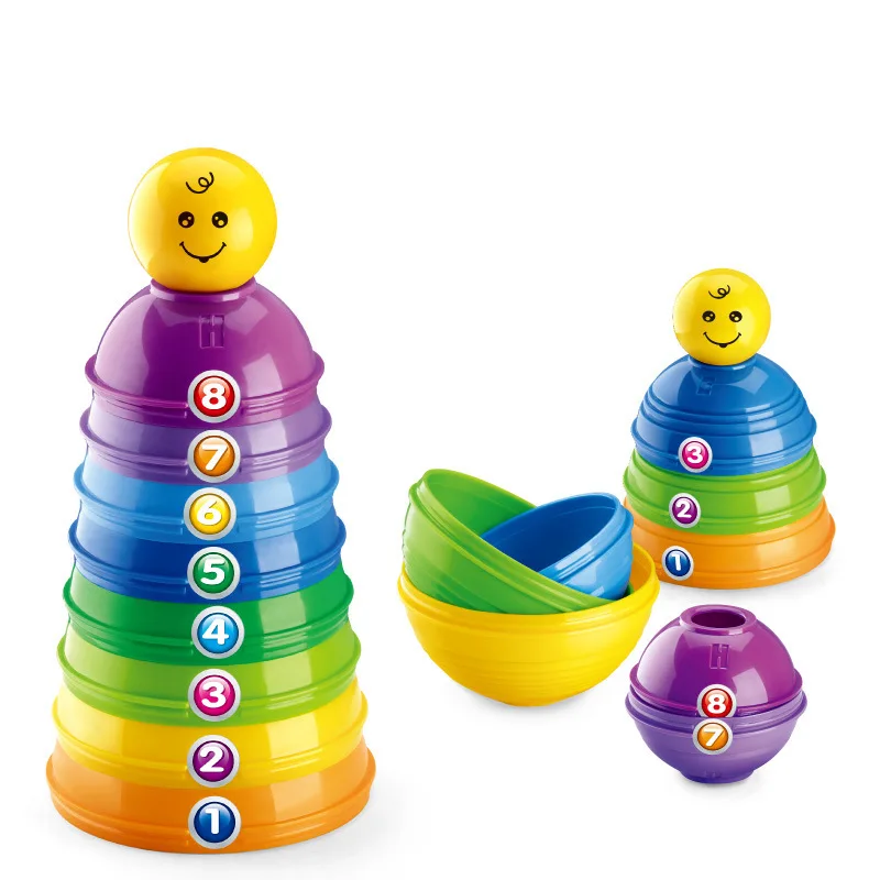 

New Piles Cup Colorful Baby Math Toy Cup Toy Stacking Pile Up Cups Count Plastic ABS Number Letter Toy for Kids Building Blocks