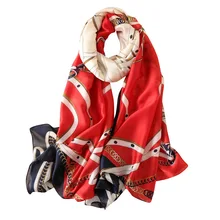 Blent цепи печати шелковые шарфы Роскошный бренд шарф для женщин шали обертывания летняя накидка для пляжа Дамская бандана женский Echarpe