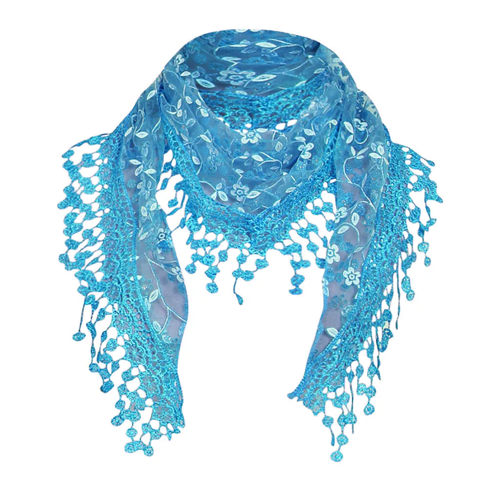Женская Косынка, плотная шнурочная Цвет длинные мягкие Обёрточная бумага шарф Прозрачный цветочный, шарф-шаль с кисточками новейший фантастический верхняя шаль шарфы Y7 - Цвет: Sky Blue