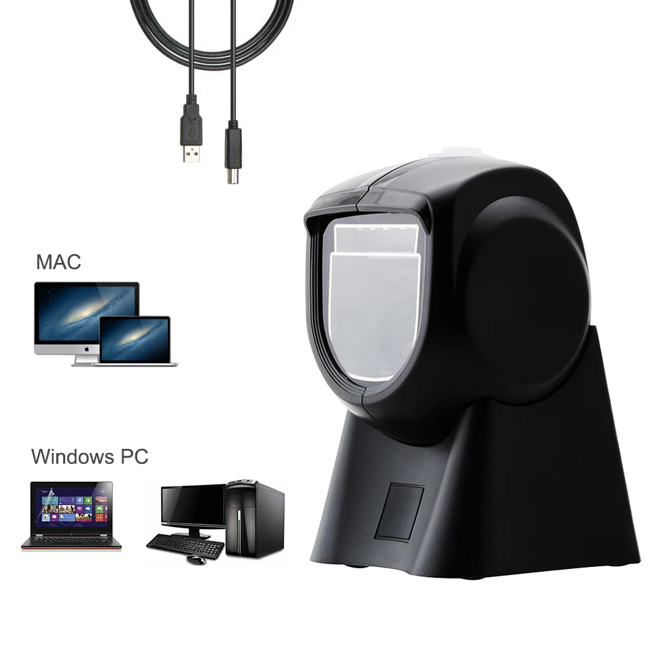 

OBS-2003 POS Barcode Scanner 2D Desktop Omnidirectional Bar code Reader for Retail Store/Supermarket High Quality Auto Sensor