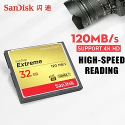 100% Оригинальные Подлинная sandisk Extreme Compactflash памяти CF карта 32 ГБ до 120 МБ/с. узнать Скорость Поддержка официальный проверки