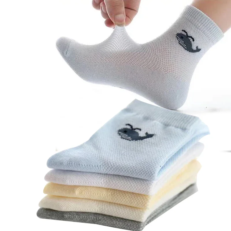 

2018 New Summer Children Socks Cotton Mesh breathable Cool Cartoon Fish Boy & Girls Socks 1-12 Years Kids 5pairs/1lot