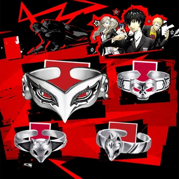 

Game Anime Persona 5 P5 Joker Persona Mask Ring S925 Sliver Protagonist Eye Wolf Rings Women Men Animal Ring Cosplay Jewelry