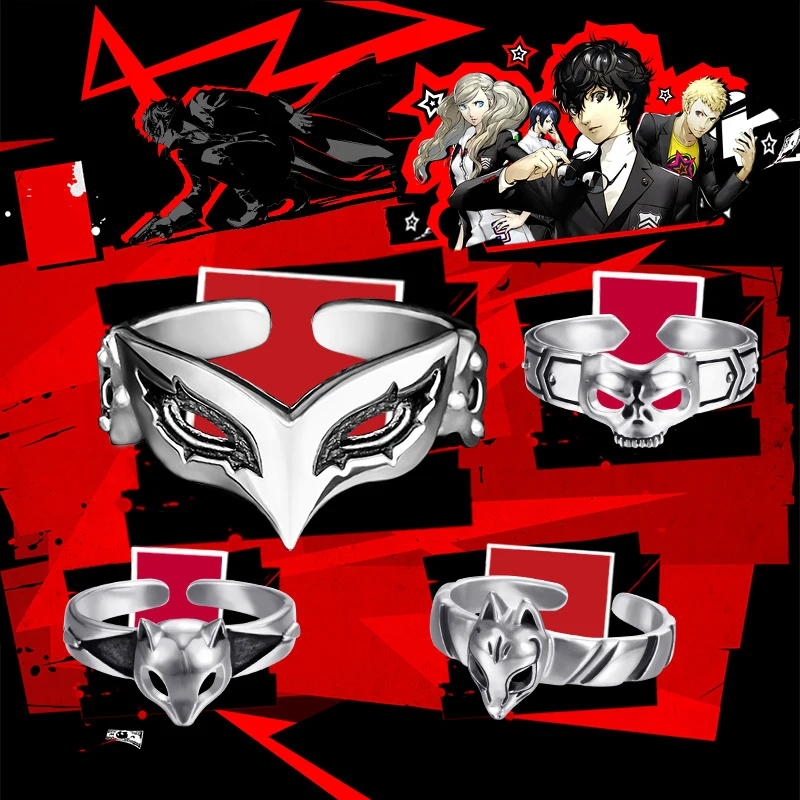 Игра аниме Persona 5 P5 Joker маска персонажа кольцо S925 Серебряный главный герой глаз