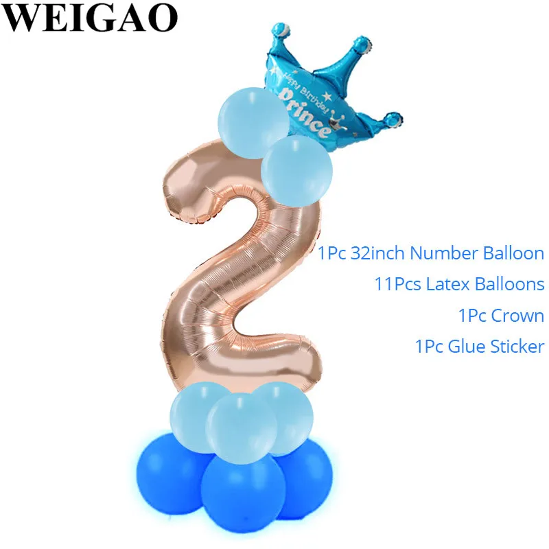 WEIGAO 14 шт воздушные шары в форме цифр номер фольги Воздушные шары воздушный шар на день рождения 1 день рождения декор воздушный шар рисунок DIY шар поставки - Цвет: Blue 2