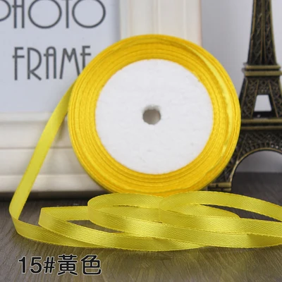 

22m/lot 1/4"(6mm) (25 yards/roll) Yellow golden Single Face Satin Ribbon Gift Wrapping Christmas ribbons Sewing Fabric Hand DIY