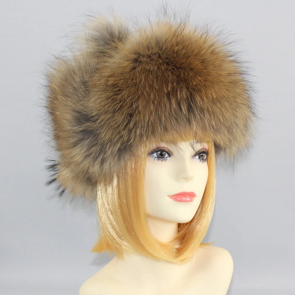 New Winter Women Lovely Real Fox Fur Hats Natural Fox Fur Winter Quality Thick Warm Fox Fur Bomber Hat