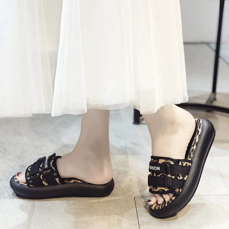 

2019 New Fashion Women Slipper Rome Open Toe High Heels Solid Slides Handmade Slip-on Casual Top Quality Lady Summer Women Shoes