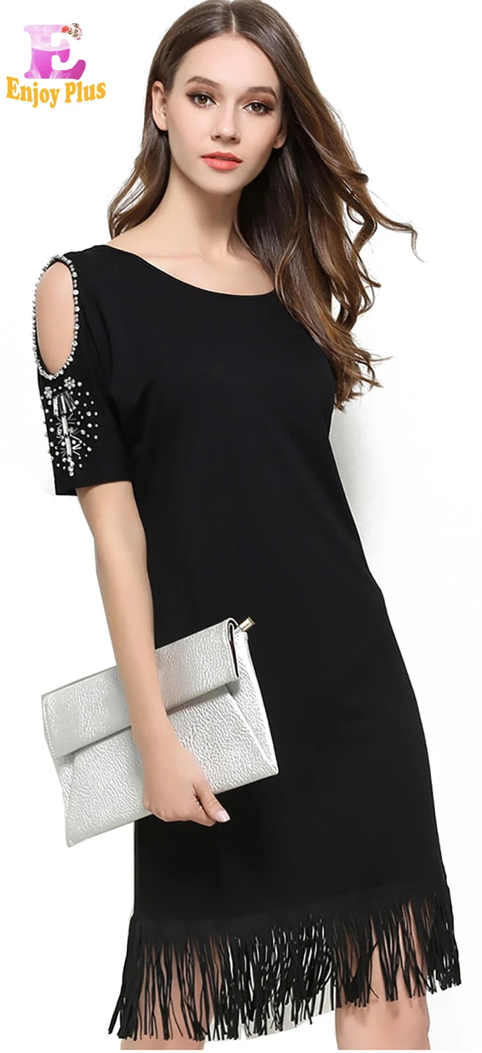 M L XL XXL 3XL 4XL 5XL plus size cotton elegant summer 2017 black dress