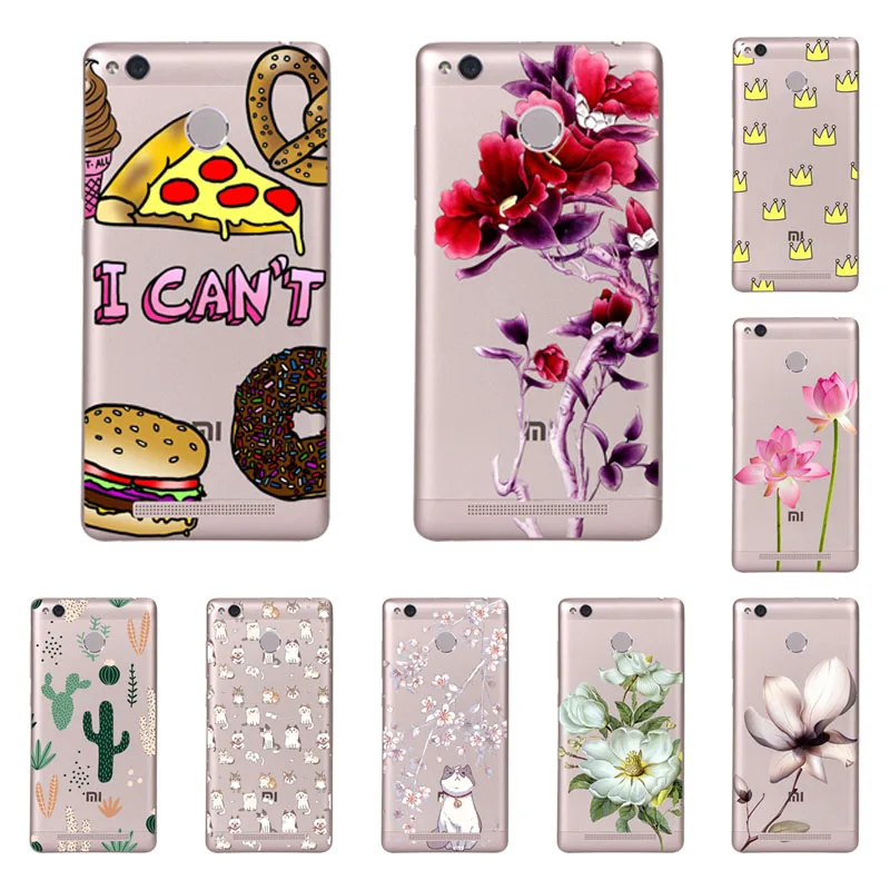 xiaomi redmi 3 3s 3x Case Silicon cutout Painting flower Soft TPU Back Cover for Protect Phone cases shell |