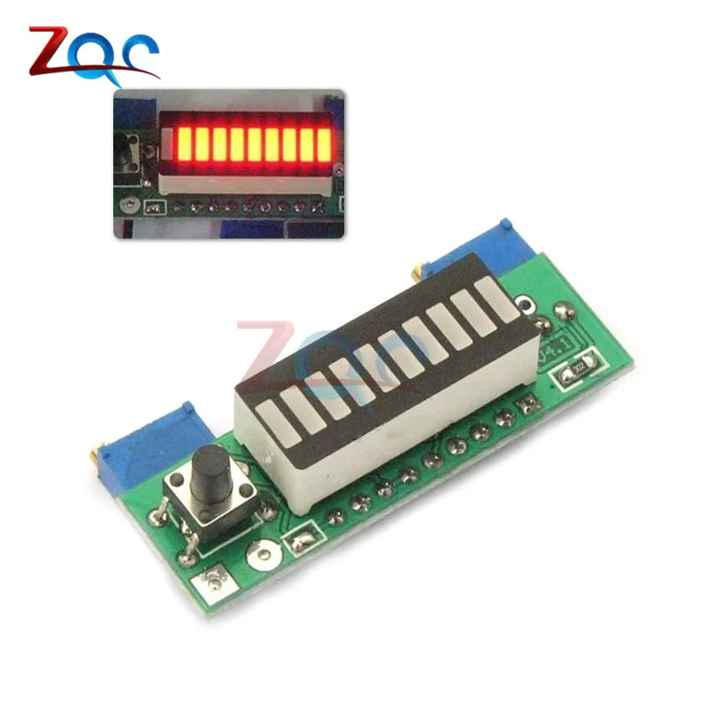 Электронные Наборы для самостоятельной сборки LM3914 дисплейная плата 3,7 в индикатор емкости литиевой батареи светодиодный индикатор уровня мощности 12 в Li-lion Lipo - Цвет: Красный