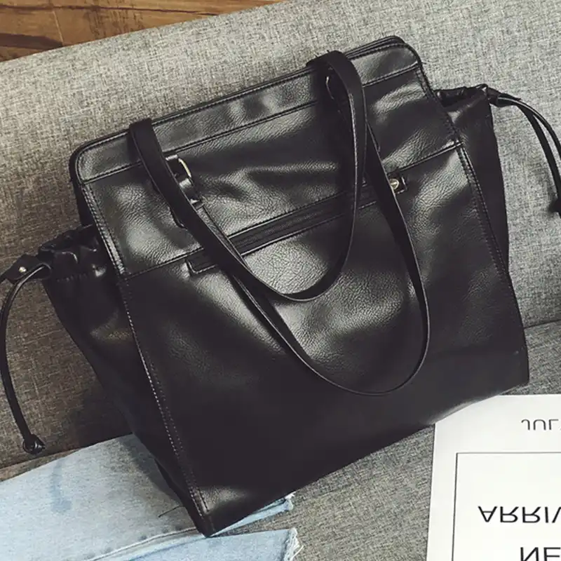 Women Tote Bag Black Soft Leather Handbag Leisure Shoulder Bags Large Capacity Female Las Working Office Top Handle Sac