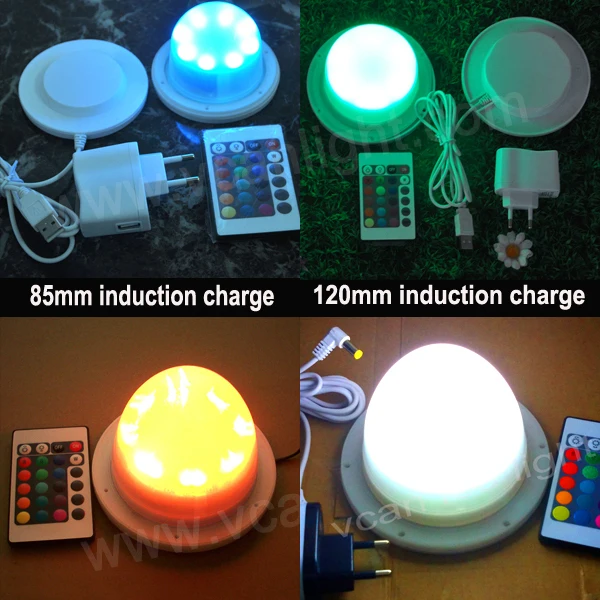 

6PCS DHL Free Shipping Super Bright Lithium battery powered Rechargeable RGB color changing remote control led vase light