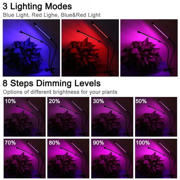 Светодиодный светильник для выращивания растений с двойной головкой для внутреннего Тепличный цветок для садоводства