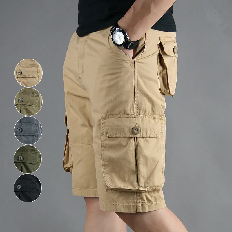 

5XL Summer Men Tactical Shorts Men's Baggy Multi Pockets Military Zipper Cotton Cargo Shorts breeches Male Army Green Plus Size