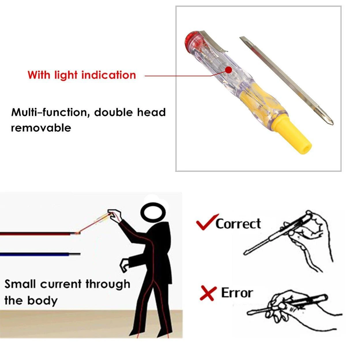 1pc 100-500V LED Electric Test Tester Pen Screwdriver Multifunctional Household Test Pencil Voltage Detector Probe 137mm Mayitr